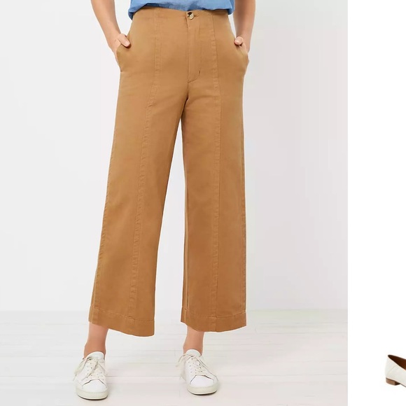 LOFT Pants - Seamed Twill Wide Leg Crop Pants